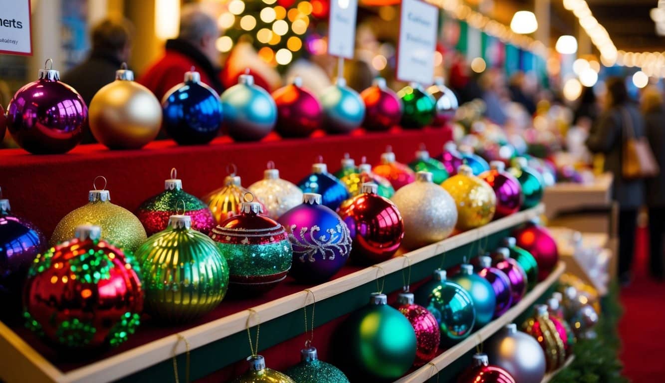Christmas Markets Washington State 2025: Top 50 Festive Events and Holiday Fairs 7 Colorful handcrafted ornaments displayed at a festive Christmas market in Seattle, Washington