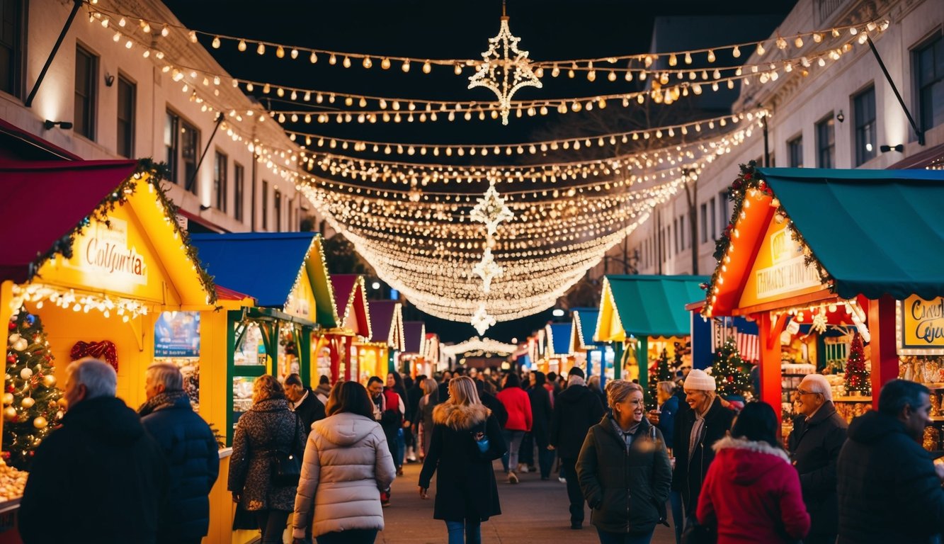 Christmas Markets Southern California 2025: Top 50 Festive Holiday Events and Locations 6 A festive holiday bazaar with colorful stalls, twinkling lights, and bustling crowds in Southern California