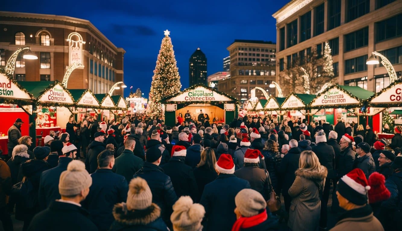 Christmas Markets Ohio 2025: 50 Top Holiday Events and Festive Fairs 10 Crowds gather around a festive stage at Cleveland X-mas Connection Christmas Markets, enjoying live entertainment in the heart of Ohio, 2025