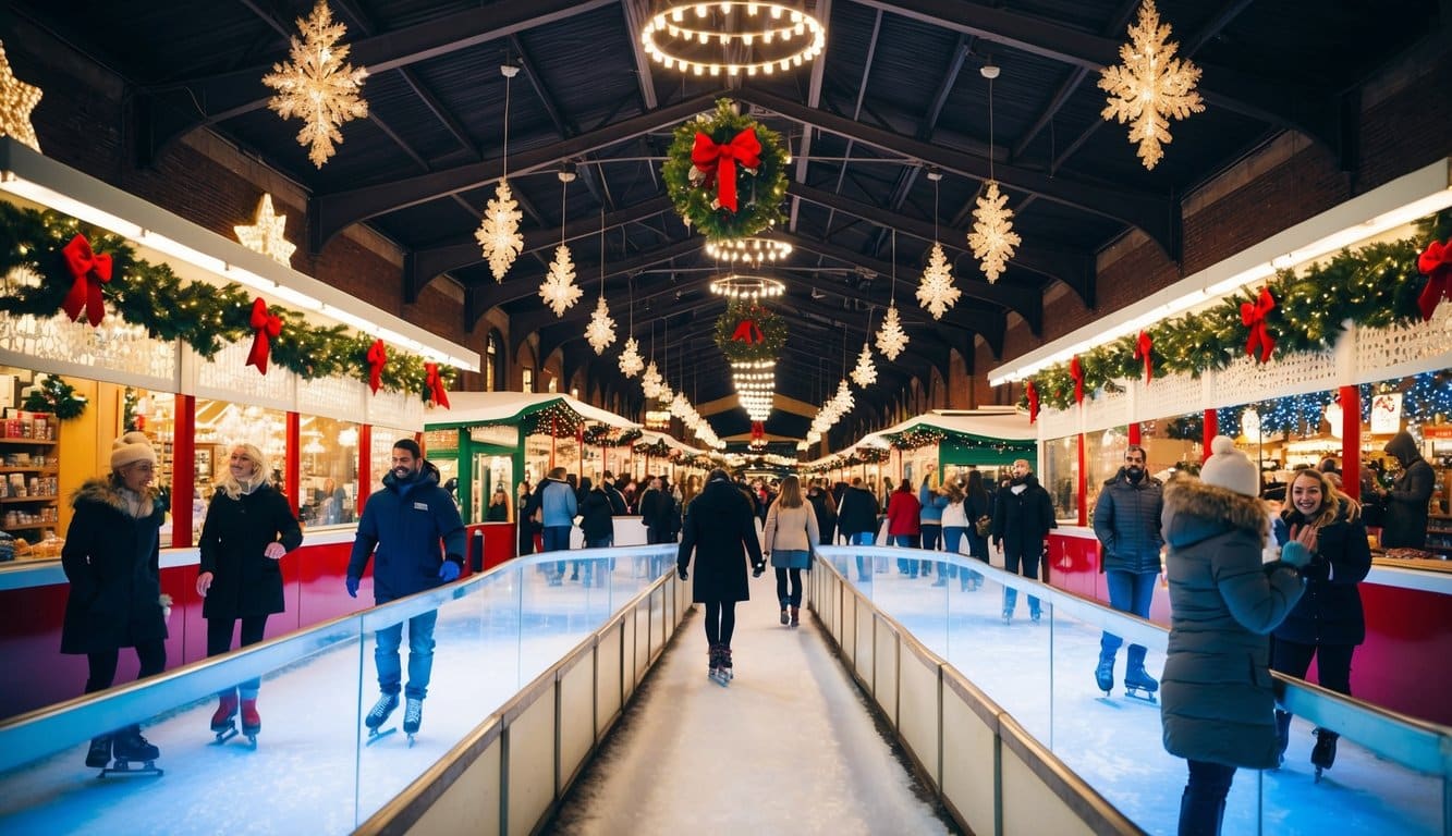 Christmas Markets Ohio 2025: 50 Top Holiday Events and Festive Fairs 2 A bustling holiday market in Cincinnati features ice skating rinks amid festive Christmas decorations