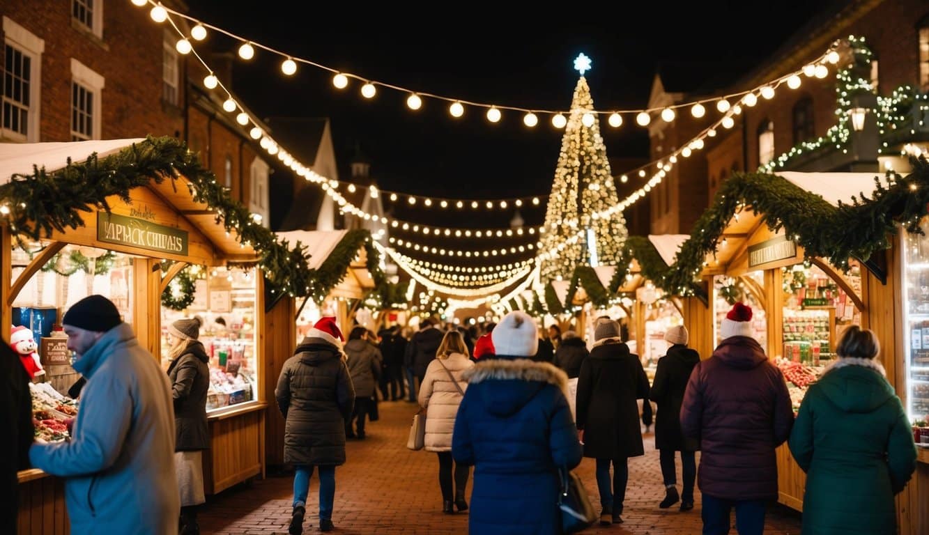 Christmas Markets Virginia 2025: Top 50 Festive Events and Shopping Destinations 6 A bustling Christmas market in Blacksburg, Virginia, filled with festive stalls and twinkling lights