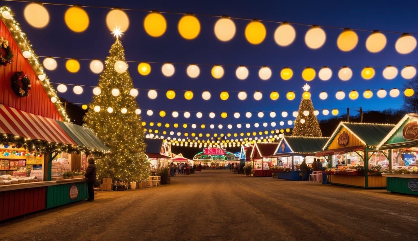 Christmas Markets Tennessee 2025: Top 50 Festive Events and Holiday Fairs 8 A festive Christmas village with colorful market stalls and twinkling lights at Nashville Fairgrounds in Tennessee, 2025