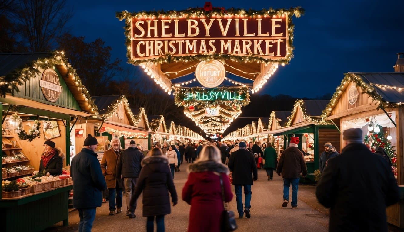 Christmas Markets Tennessee 2025: Top 50 Festive Events and Holiday Fairs 6 A festive Christmas market in Shelbyville, Tennessee, bustling with vendors, twinkling lights, and holiday decorations in 2025