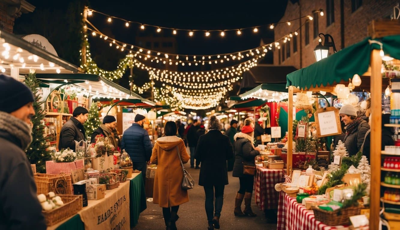 Christmas Markets Northern California 2025: Top Festive Display Events and Locations 7 A bustling holiday market with vintage decor, twinkling lights, and festive stalls selling handmade crafts and seasonal goods in Northern California