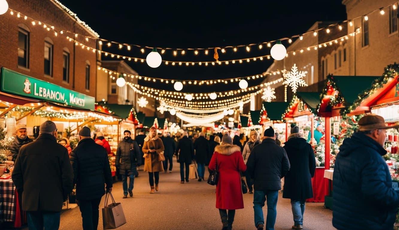 Christmas Markets Tennessee 2025: Top 50 Festive Events and Holiday Fairs 7 A festive Christmas market in Lebanon, Tennessee, bustling with vendors and visitors, adorned with twinkling lights and holiday decorations, creating a warm and inviting atmosphere