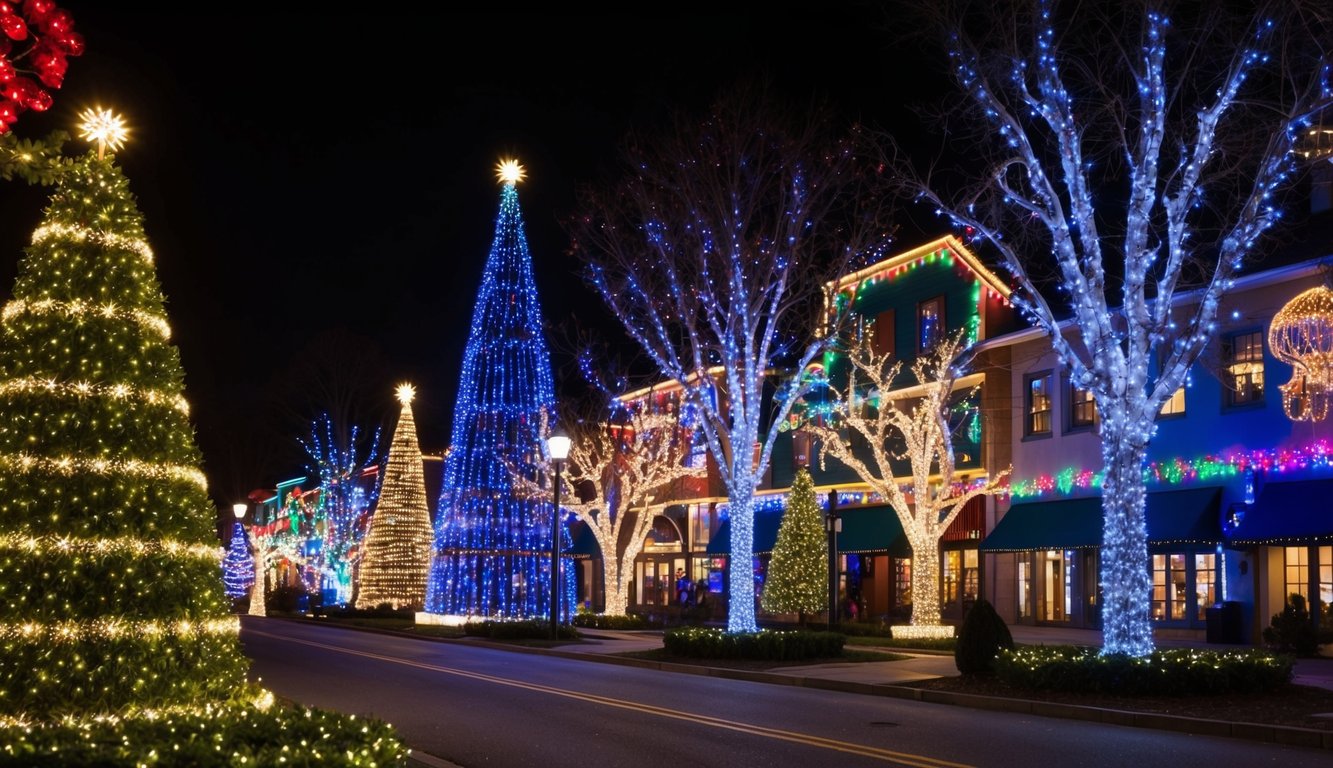 Best Christmas Light Shows New Mexico 2025: Top 7 Festive Displays Across the State 2 Vibrant light displays illuminate the night, adorning trees, buildings, and streets with festive colors and patterns. Twinkling, dancing lights create a magical holiday atmosphere