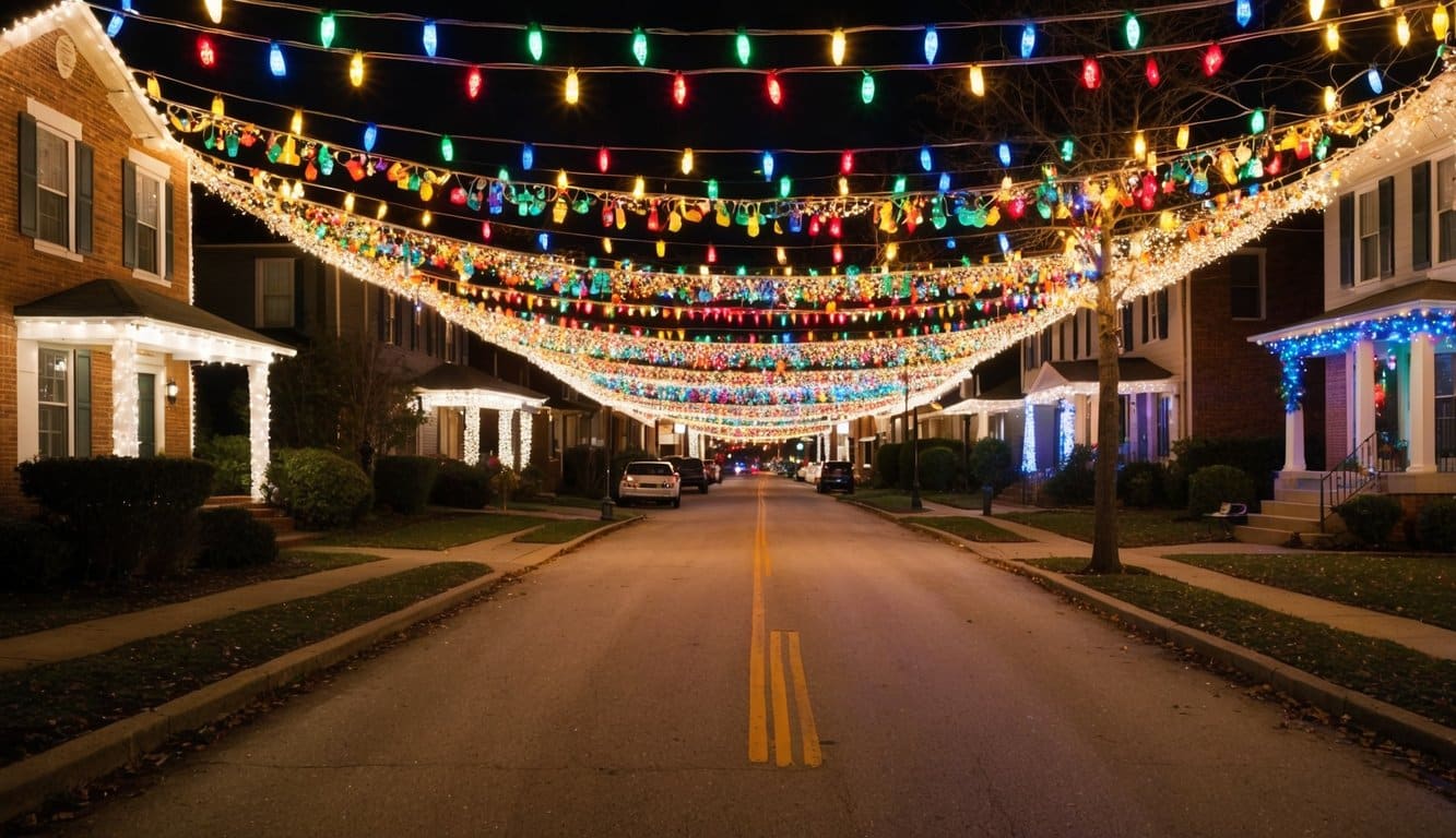 Best Christmas Light Shows Missouri 2025: Top 20 Dazzling Holiday Displays 3 A dazzling display of colorful lights adorns the Bagwell neighborhood, illuminating the streets and houses with festive cheer