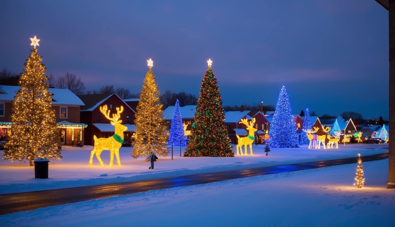 Best Christmas Light Shows Michigan 2025: Top Dazzling Displays to Experience 3 Vibrant holiday light displays illuminate a snowy Michigan town, with twinkling trees, glowing reindeer, and a dazzling light show