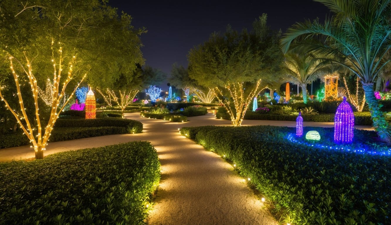 Best Christmas Light Shows New Mexico 2025: Top 7 Festive Displays Across the State 6 Luminous pathways wind through lush gardens, adorned with twinkling lights and colorful displays, casting a magical glow over the ABQ BioPark Botanic Garden