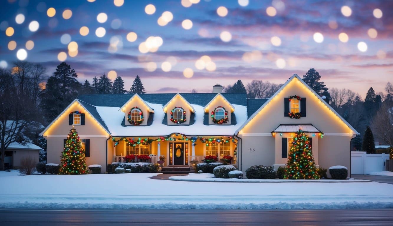 Best Christmas Light Shows New Mexico 2025: Top 7 Festive Displays Across the State 7 A cozy suburban home adorned with colorful Christmas lights and decorations, surrounded by a snowy landscape