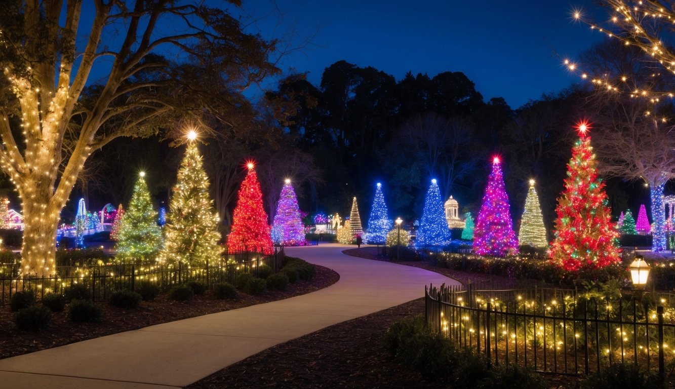 Best Christmas Light Shows Missouri 2025: Top 20 Dazzling Holiday Displays 11 The Missouri Botanical Garden glows with colorful Christmas lights, illuminating the trees, pathways, and festive displays in 2025