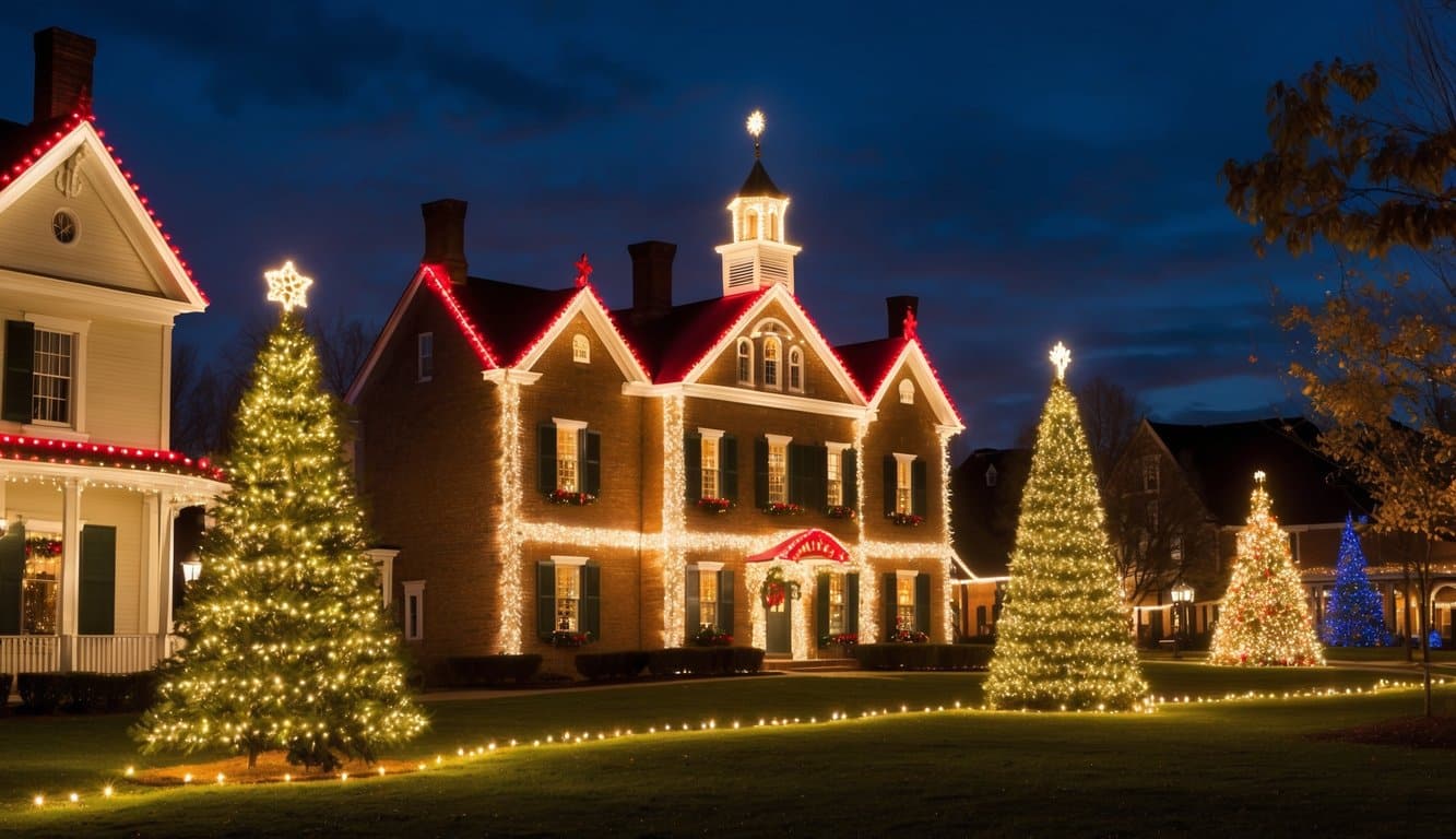 Best Christmas Light Shows Michigan 2025: Top Dazzling Displays to Experience 9 Vibrant holiday lights illuminate historic buildings and trees at Greenfield Village, creating a festive Christmas spectacle in Michigan 2025