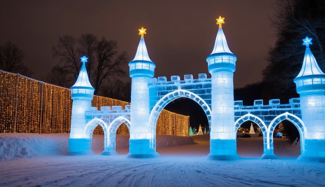 Best Christmas Light Shows New Hampshire 2025: Dazzling Displays for the Holiday Season 6 Icy turrets and arches glow with colorful Christmas lights at the 2025 Ice Castles in New Hampshire